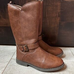 Brown Leather Boots with Buckle